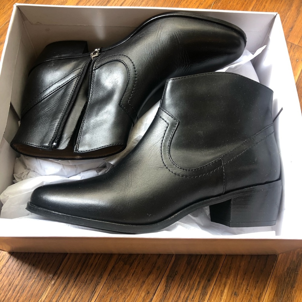 Brand new leather black ankle boots- never worn